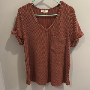 Women's Rust V-Neck Top